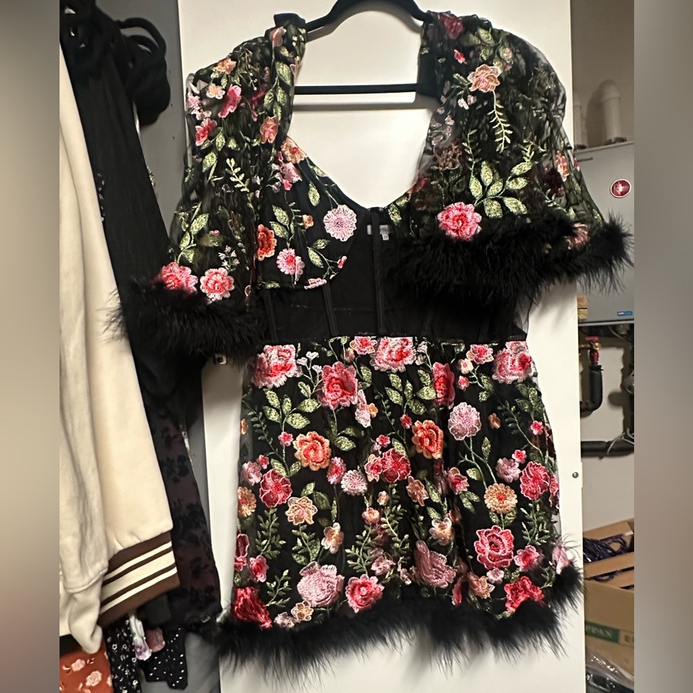 iHeartRaves Floral Black Midi Dress